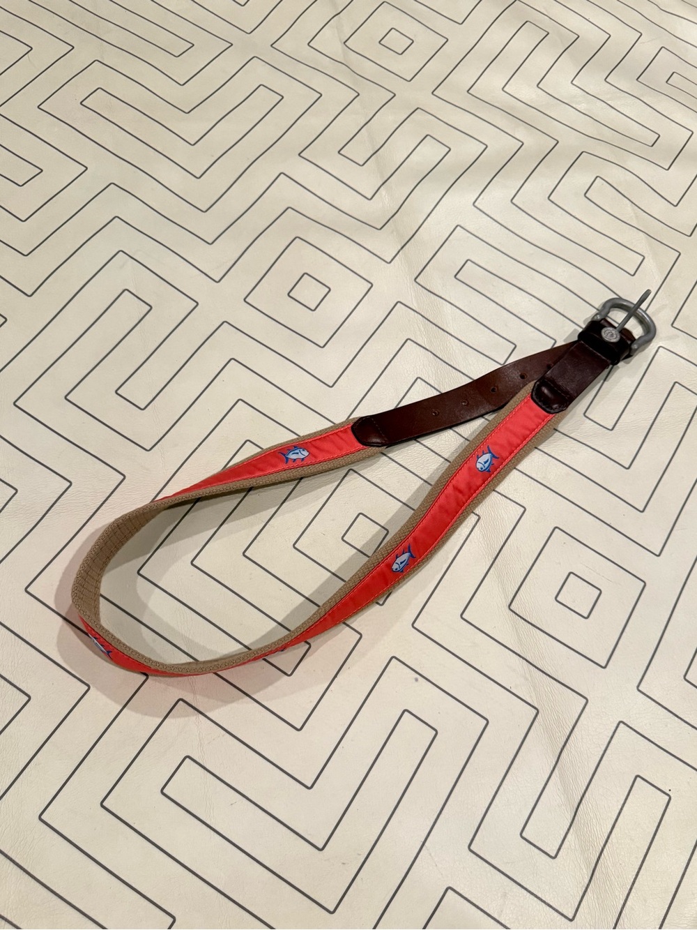 Southern Tide Pink Fish Ribbon Belt